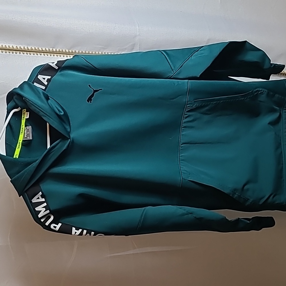 PUMA GREEN TRAIN PERFORMANCE HOODED PULLOVER SWEATSHIRT SZ: XXL